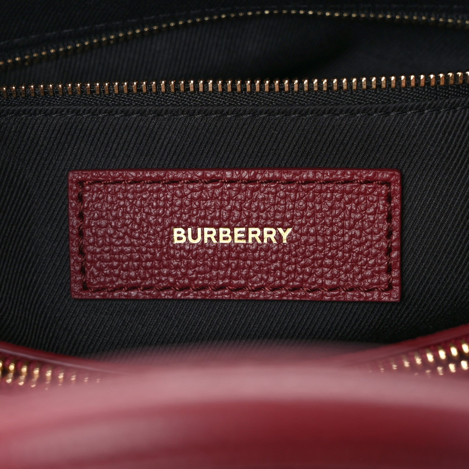 Burberry Grainy Calfskin House Check Medium Banner Tote Mahogany Red 5 of 9