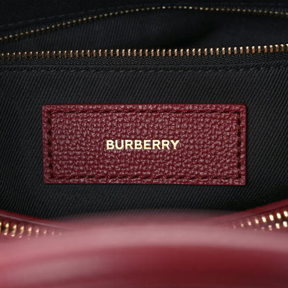 Burberry Grainy Calfskin House Check Medium Banner Tote Mahogany Red 5 of 9