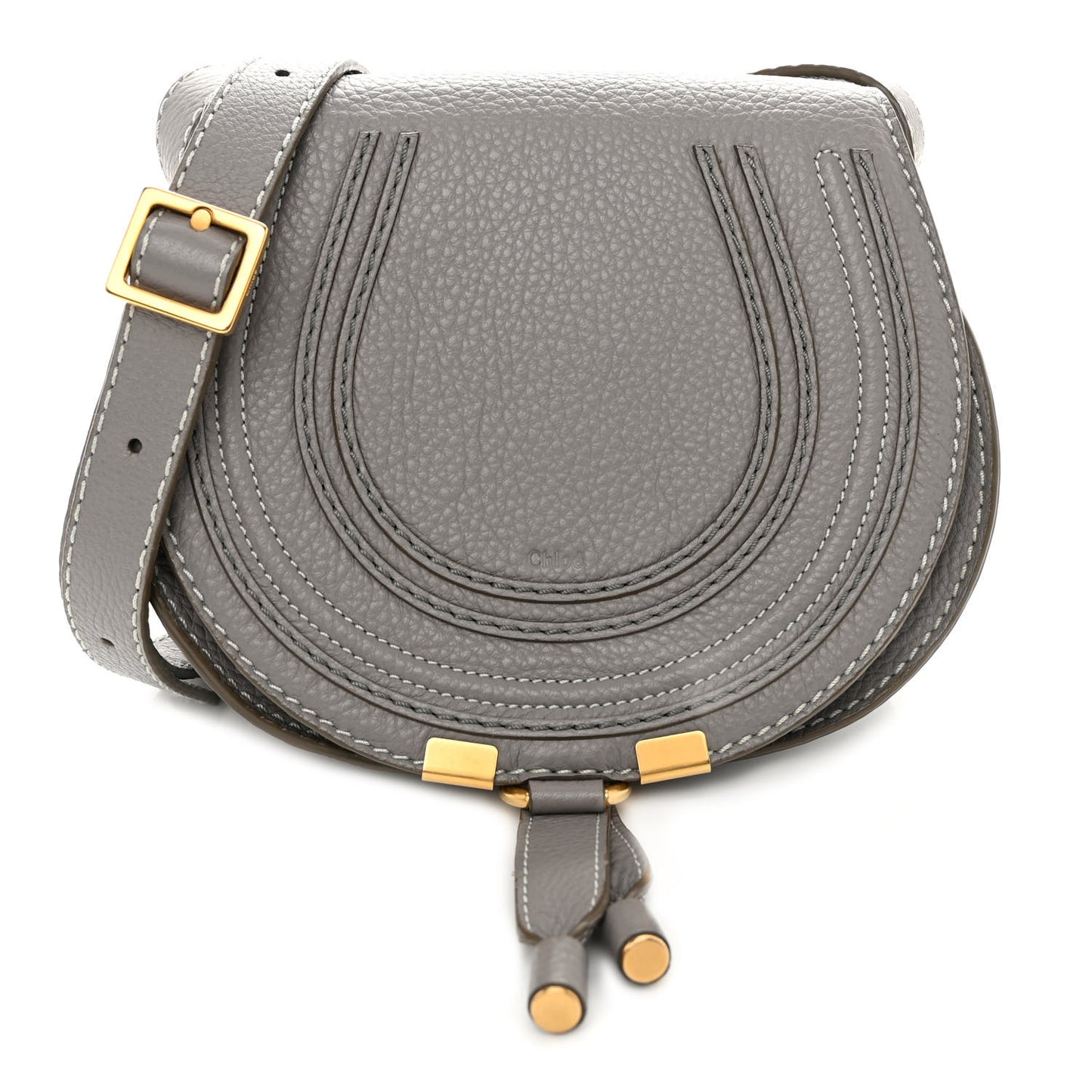Calfskin Mini Marcie Round Crossbody Bag Cashmere Grey