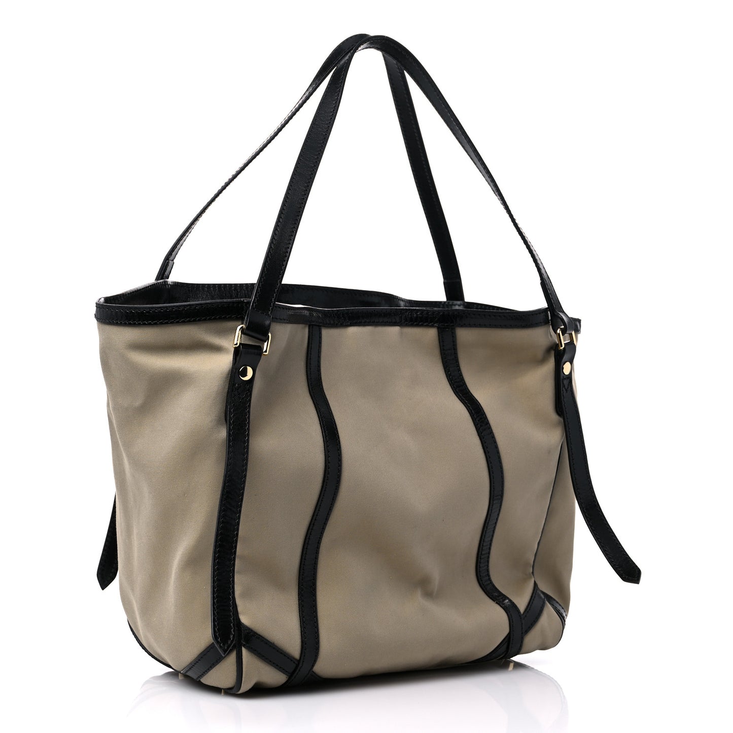 Canvas Calfskin Canterbury Tote Beige