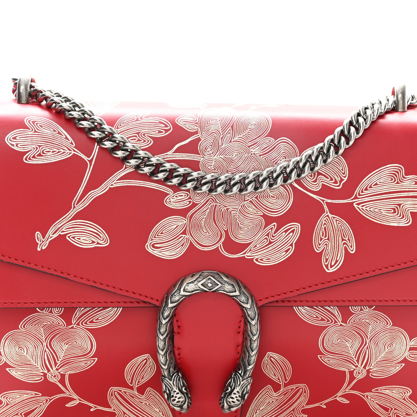 Calfskin Chinese New Year Medium Dionysus Shoulder Bag Hibiscus Red