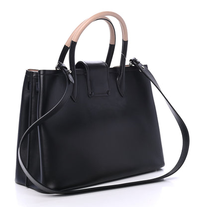 Prada City Calf Saffiano Bi-Color Top Handle Tote Black Cammeo 2 of 4