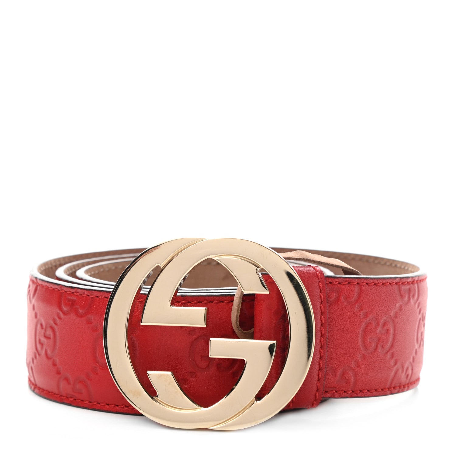 Gucci Guccissima Signature Interlocking G 40mm Belt 90 36 Red 1 of 5