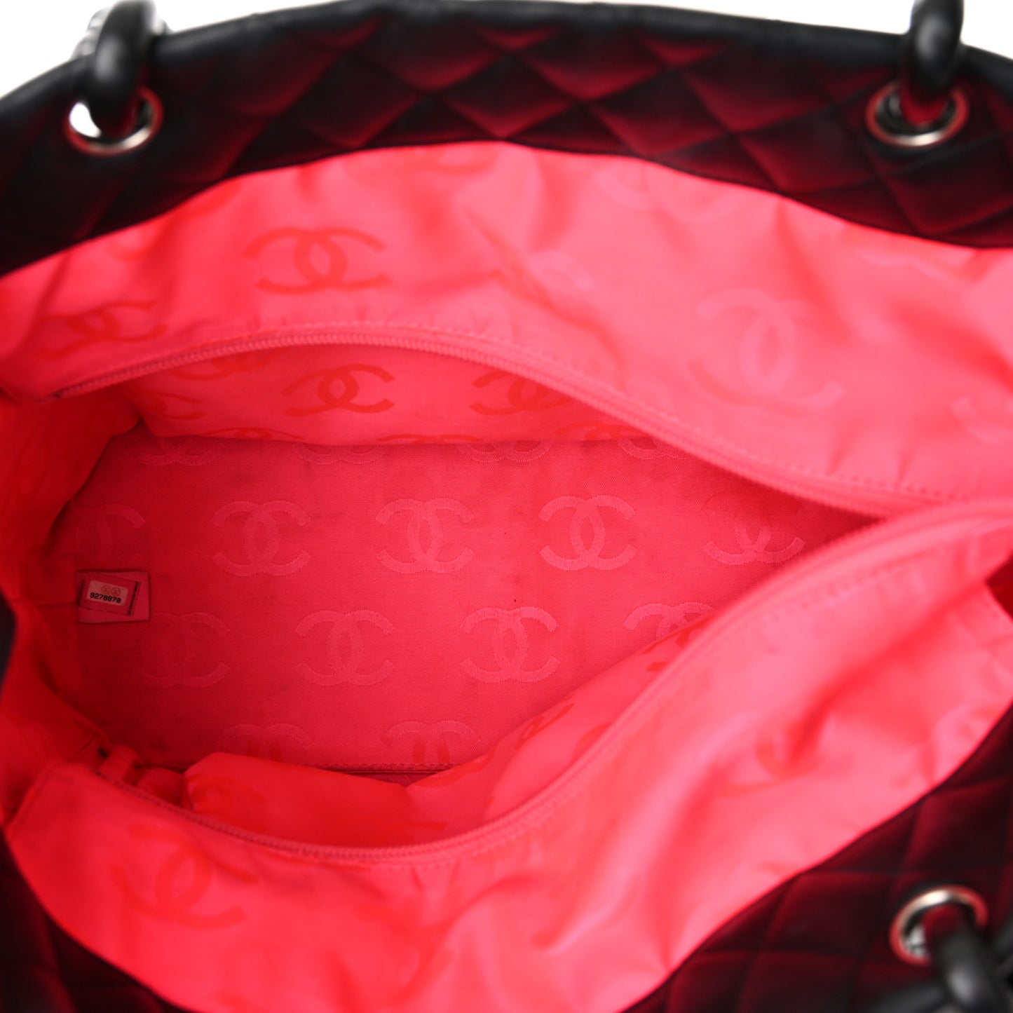 Calfskin Quilted Large Cambon Tote Black White