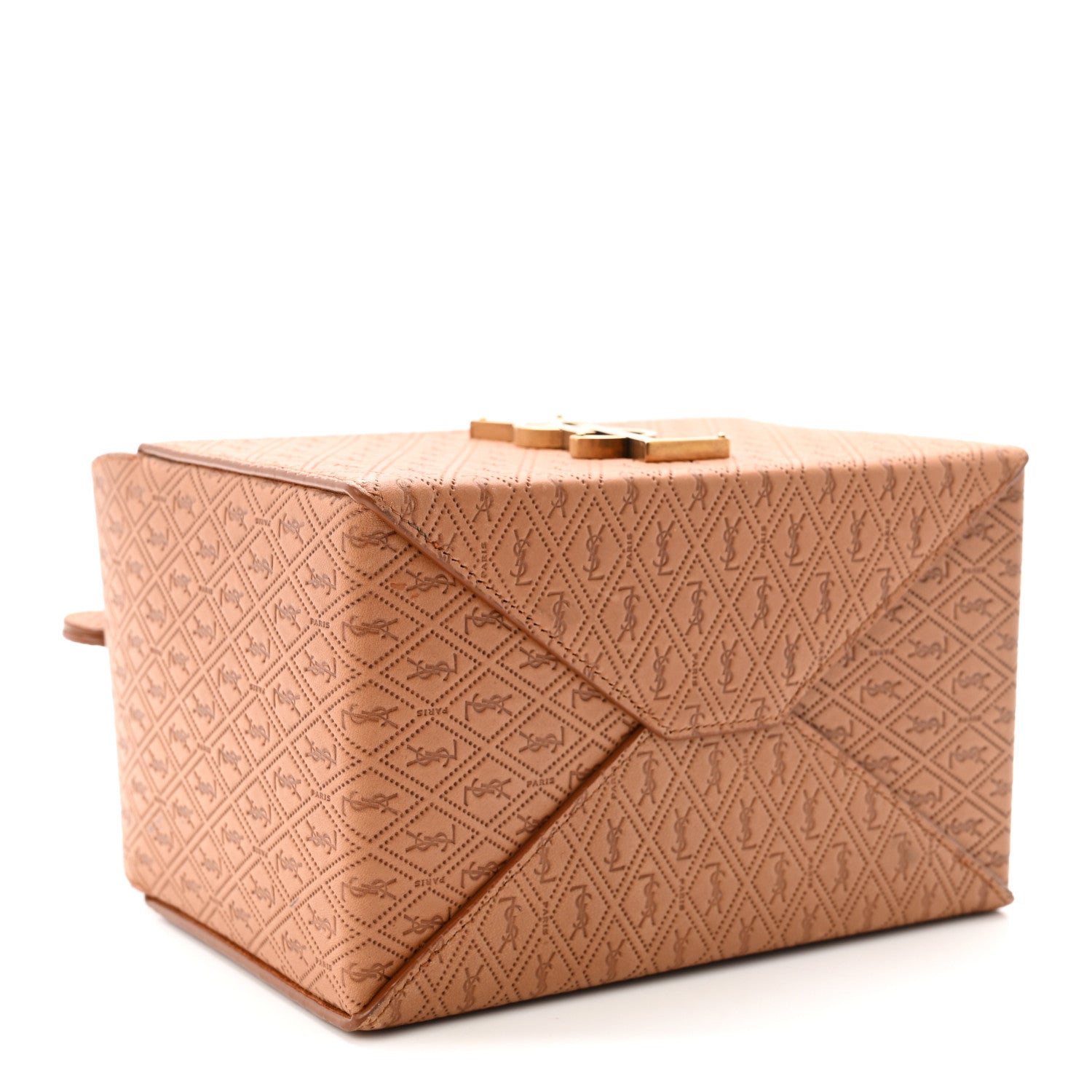 Saint Laurent Calfskin Monogram Take Away Box Dusty Vintage Brown Gold 4 of 11