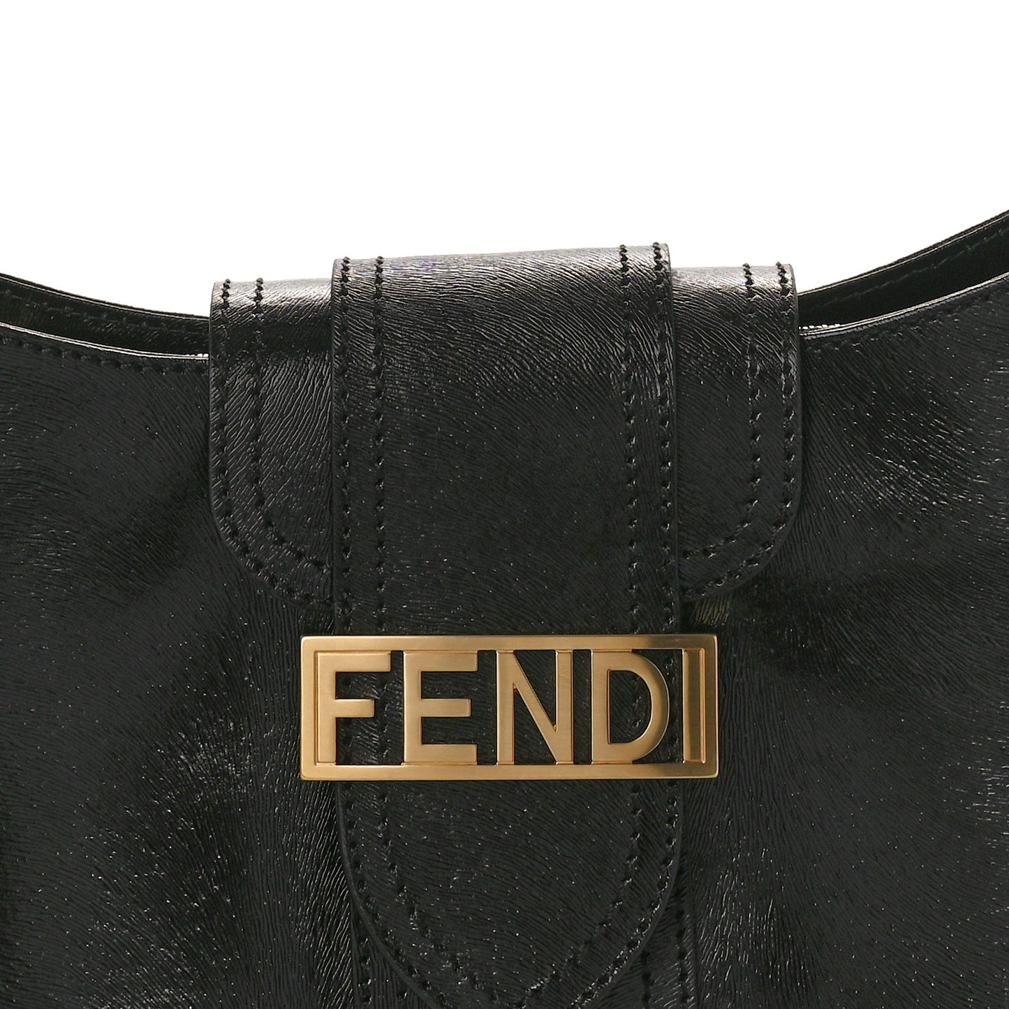 Patent Stamp Calfskin Shadow Shoulder Bag Black