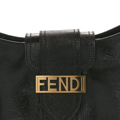 Fendi Patent Stamp Calfskin Shadow Shoulder Bag Black 8 of 11
