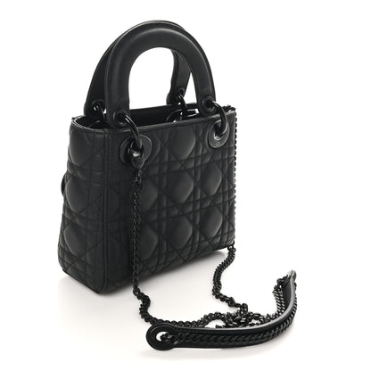 Christian Dior Ultra Matte Calfskin Cannage Mini Lady Dior Black 3 of 10