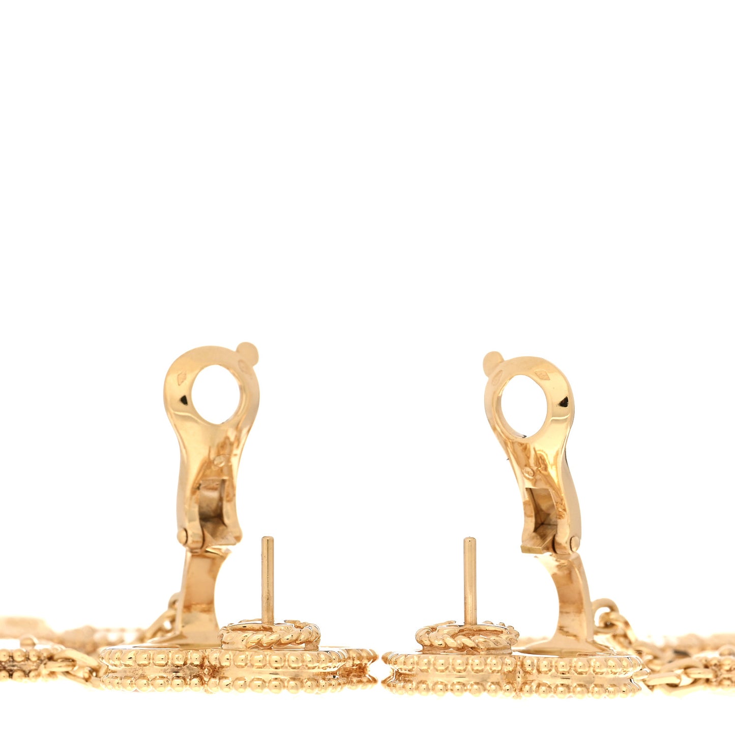 18K Yellow Gold Mother of Pearl Magic Alhambra 4 Motif Earrings
