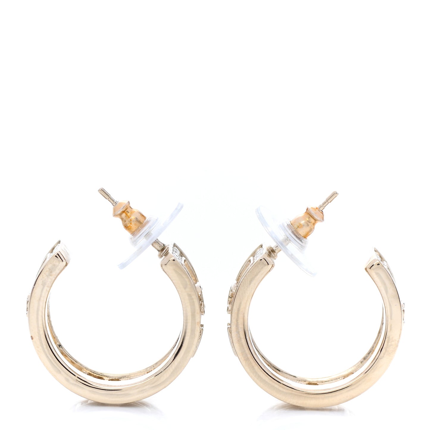 Metal Crystal Bow-tiful CC Hoop Earrings Gold