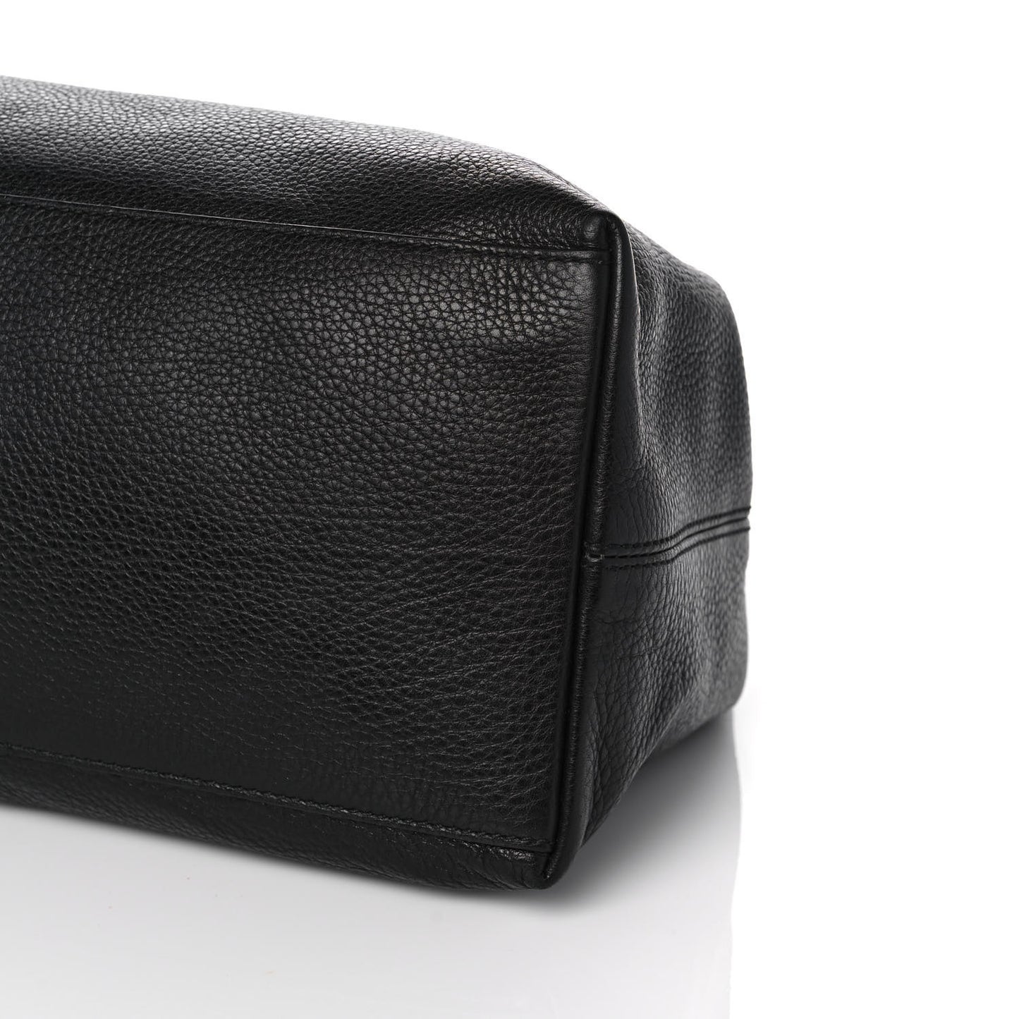 Pebbled Calfskin Large Soho Chain Shoulder Bag Black
