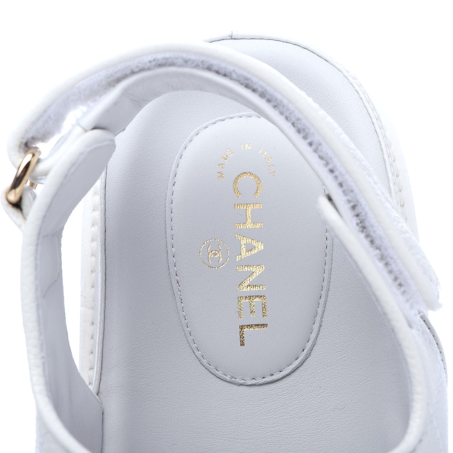 Grained Calfskin Velcro Dad Sandals 37.5 White