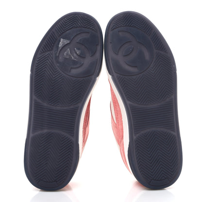 Chanel Suede Kidskin Womens CC Sneakers 35.5 White Pink 7 of 11