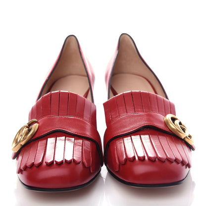 Gucci Malaga Kid GG Marmont Fringe 50mm Loafer Pumps 39.5 Hibiscus Red 5 of 12