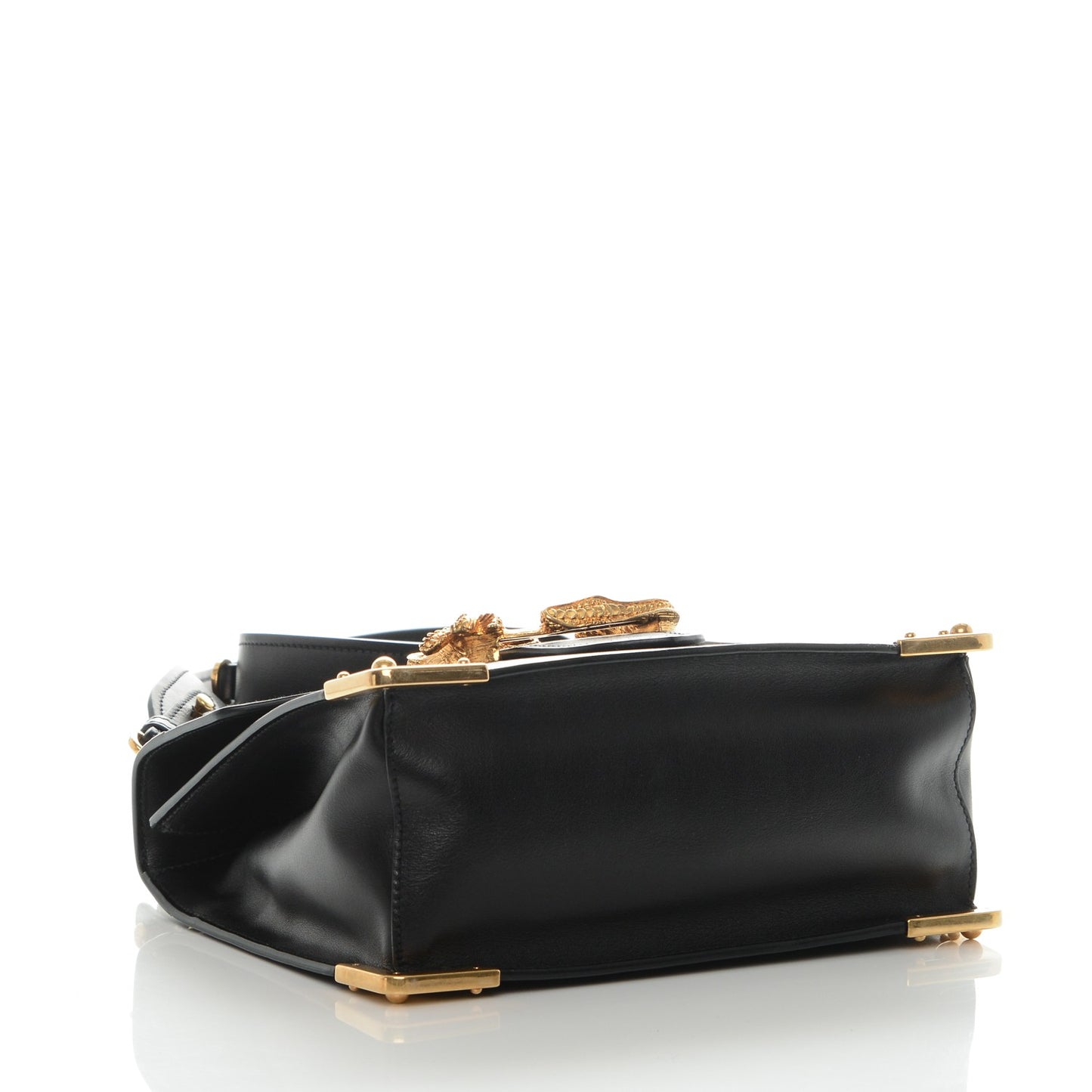 City Calf Saffiano Animalier Top Handle Bag Black