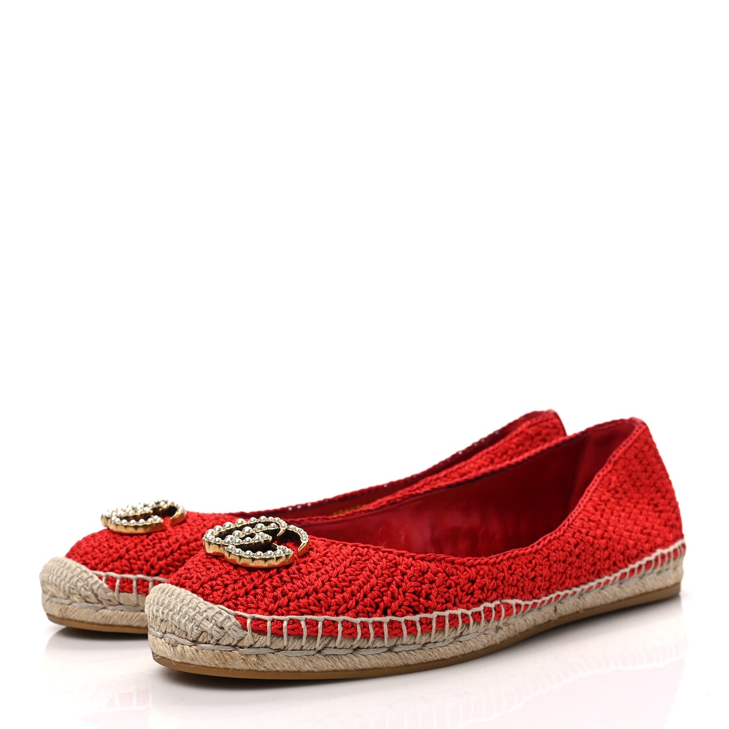 Cotton Malaga Kid Crochet Pearly GG Lilibeth Espadrille 39 Hibiscus Red
