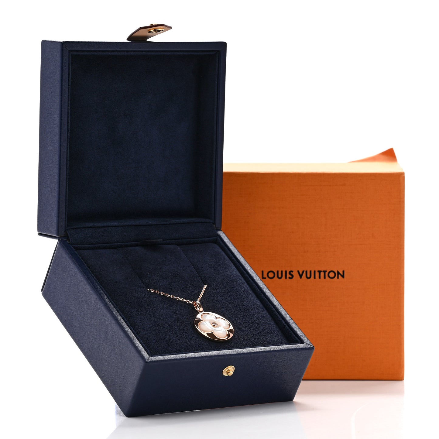 18K Pink Gold Mother of Pearl XL Blossom Sun Pendant Necklace