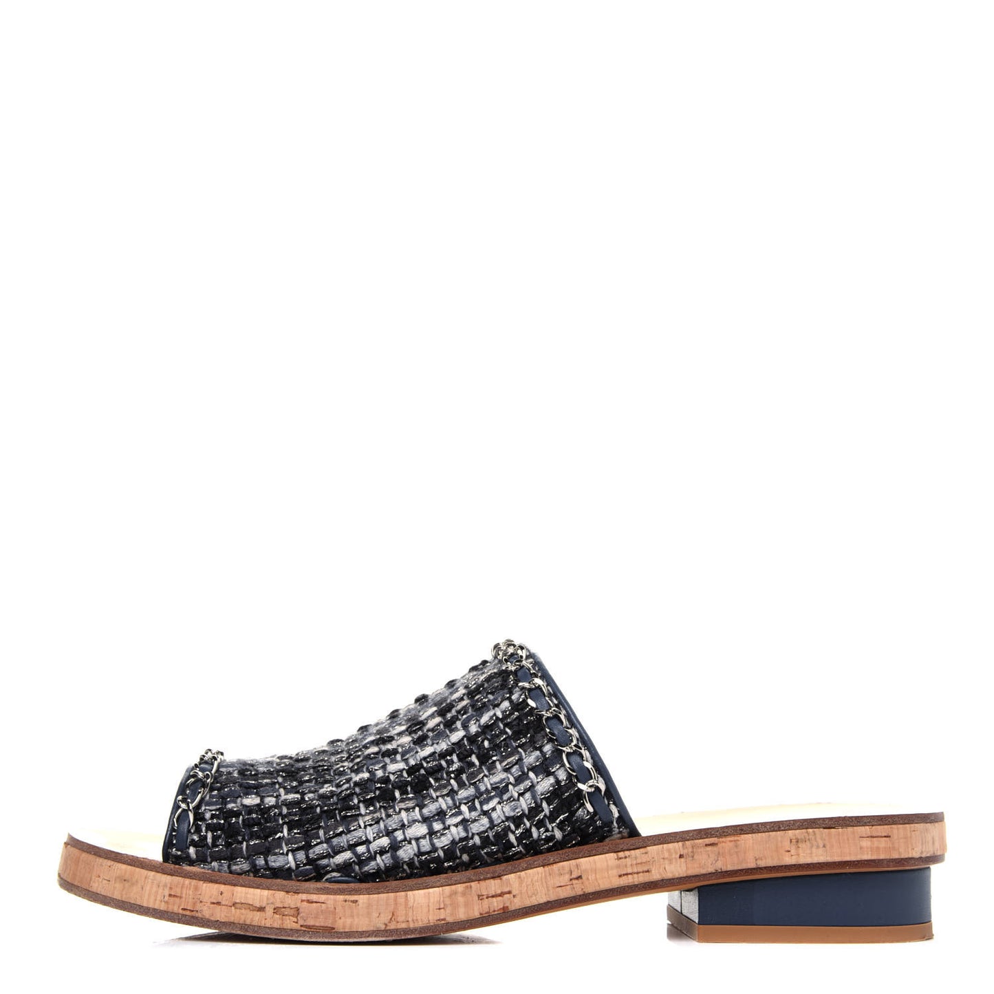 Cork Tweed Chain Mule Slides 41.5 Blue