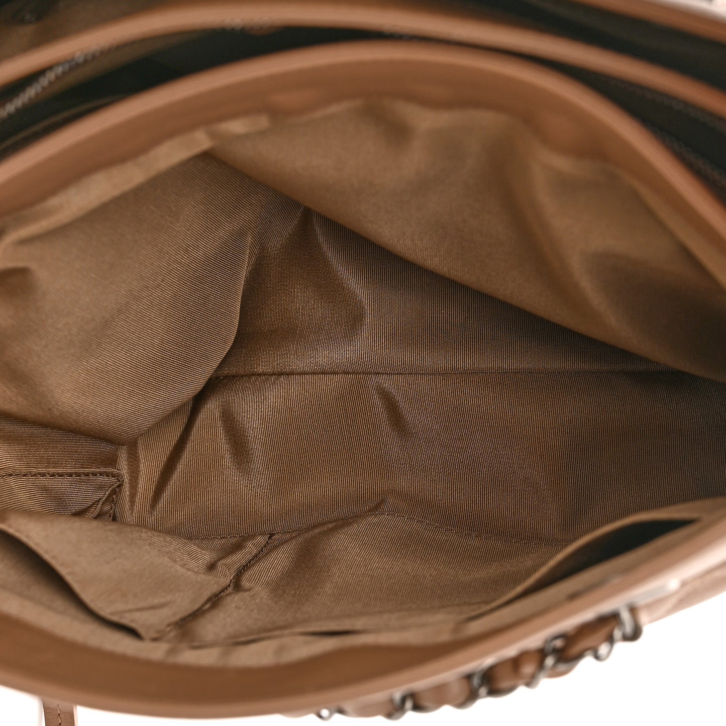 Grained Calfskin Quilted Large Zipped Shopping Tote Taupe