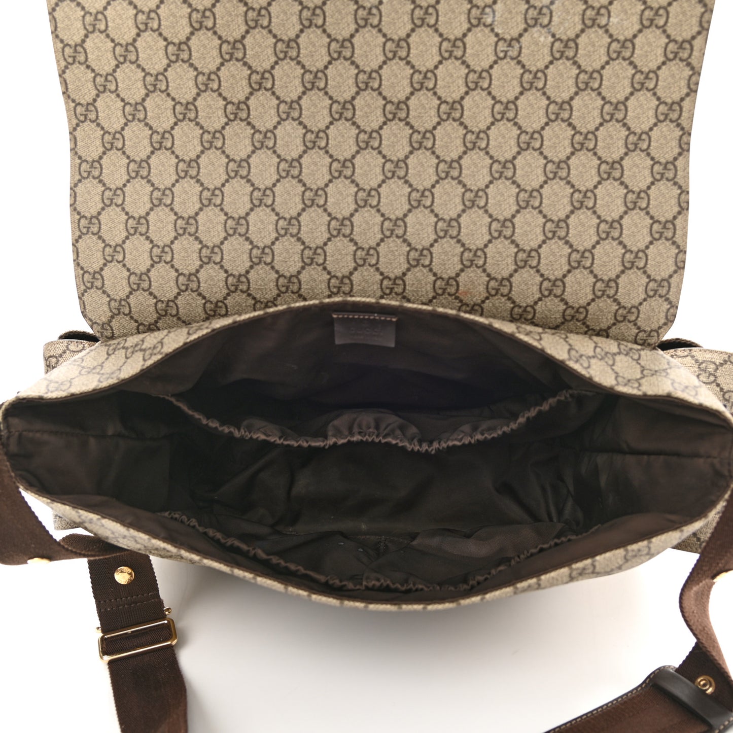 GG Plus Monogram Messenger Diaper Bag Dark Brown
