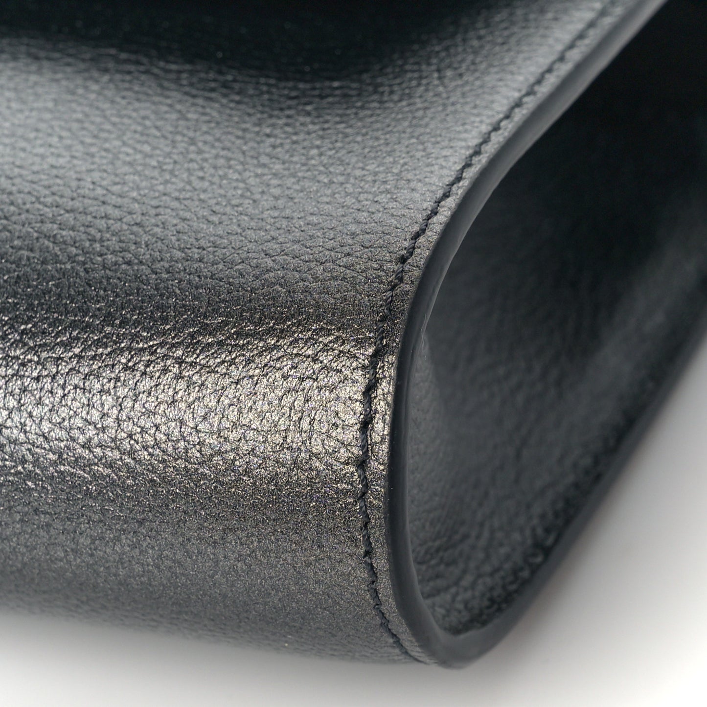 Metallic Grained Calfskin La Medusa Wallet On Strap Gunmetal