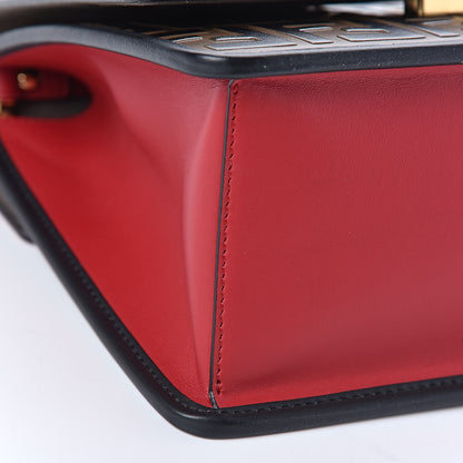 Fendi Vitello Century F is Fendi Bi-Color FF 1974 Embossed Kan I Shoulder Bag Fragola Maya Black 12 of 14