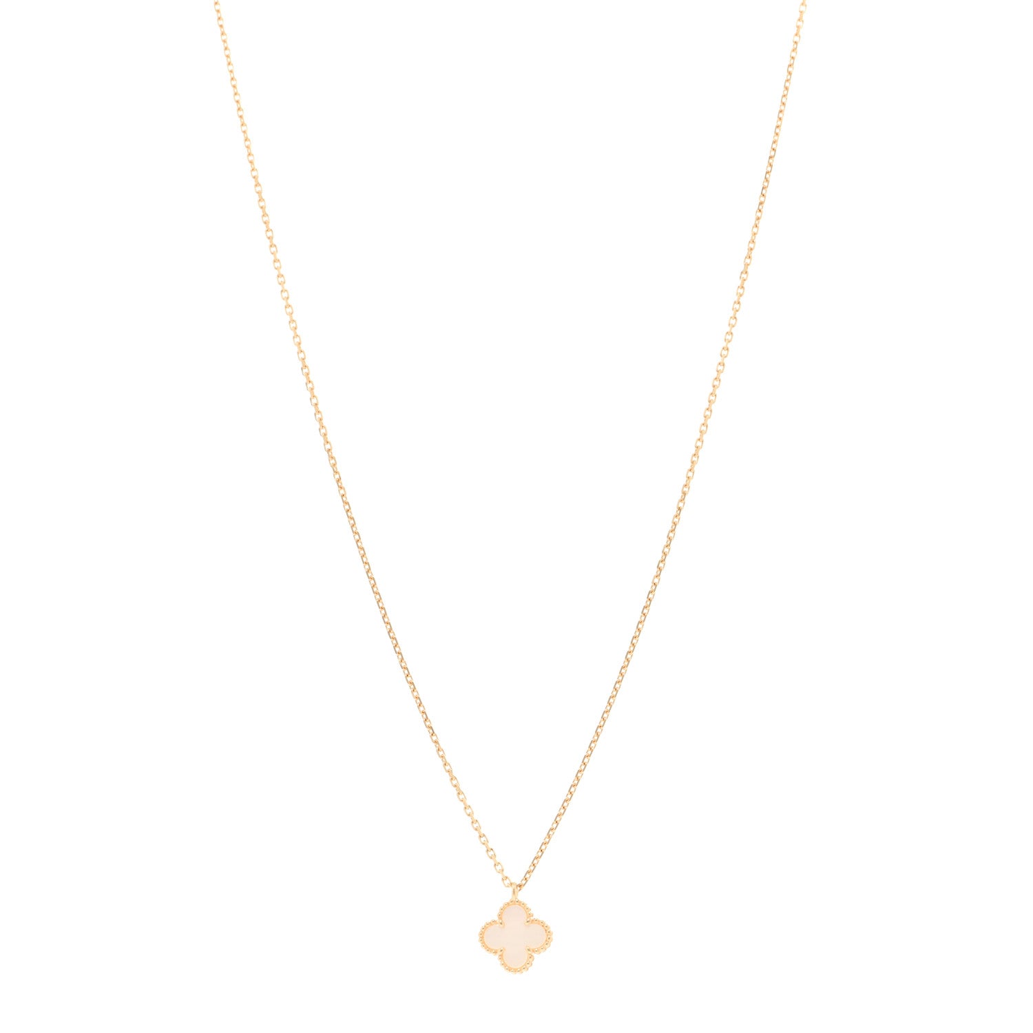 Van Cleef & Arpels 18K Yellow Gold Mother of Pearl Sweet Alhambra Pendant Necklace 1 of 5