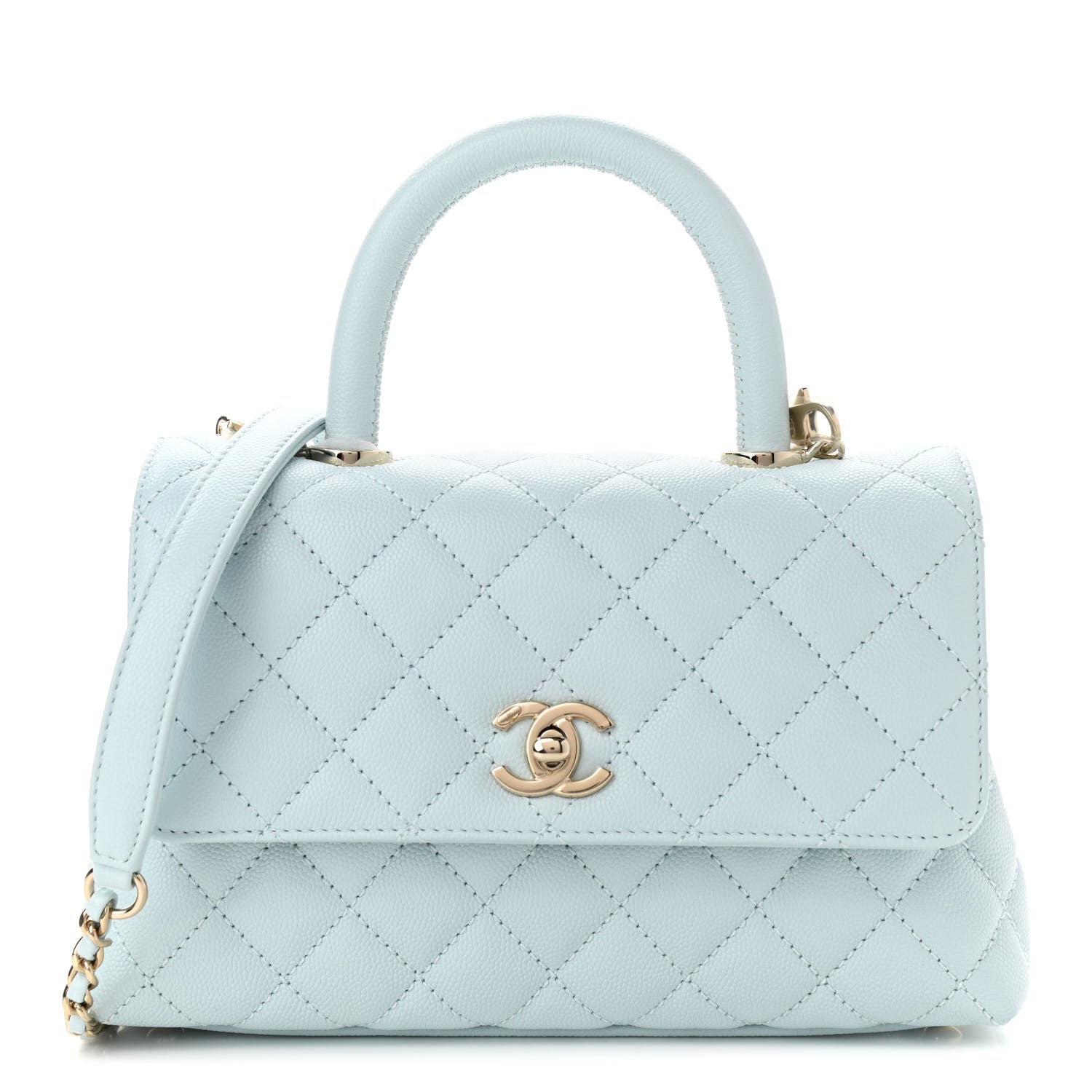 Chanel Caviar Quilted Mini Coco Handle Flap Light Blue 1 of 10