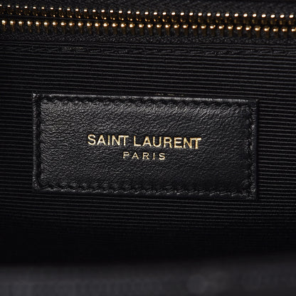 Saint Laurent Grain De Poudre Matelasse Chevron Large Monogram Satchel Black 6 of 9
