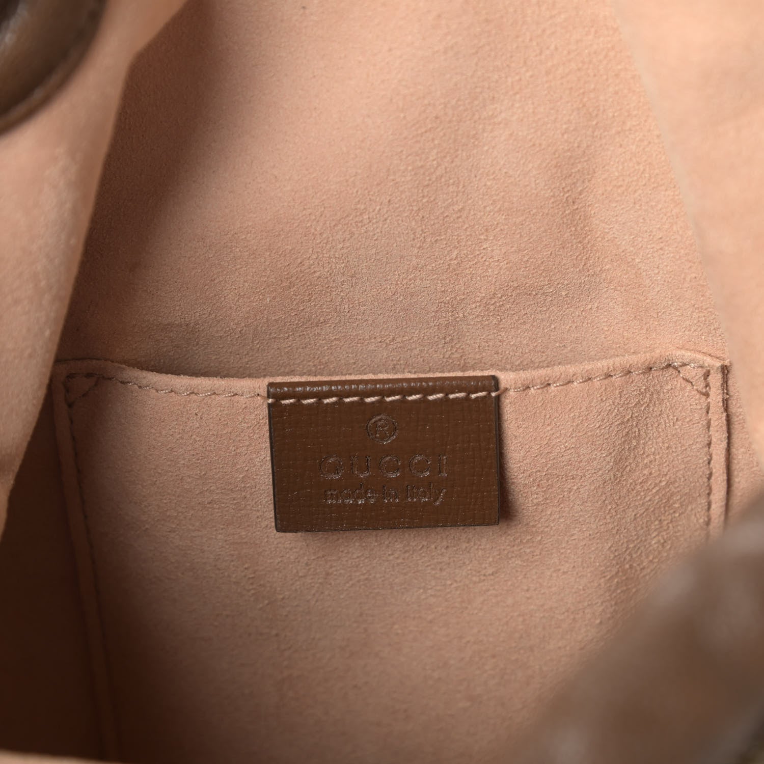 Gucci Monogram Textured Calfskin Horsebit 1955 Drawstring Bucket Bag Beige Brown Sugar 6 of 9