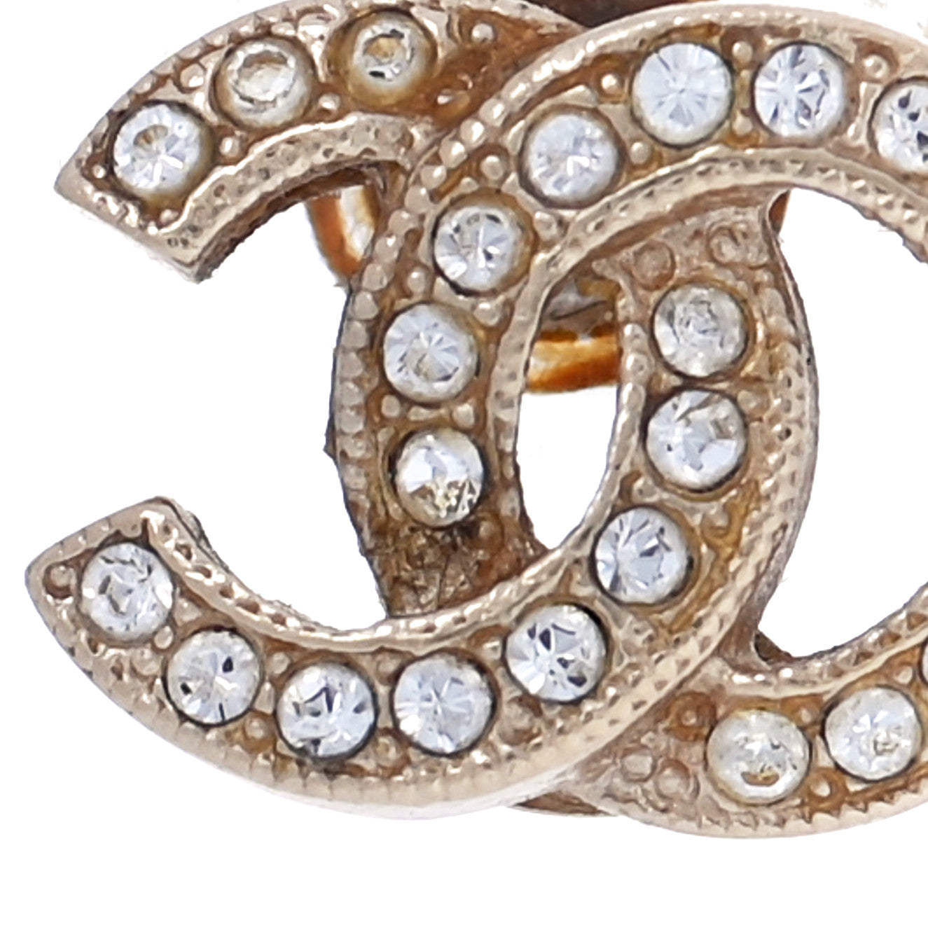 Chanel Crystal CC Earrings Gold 5 of 6