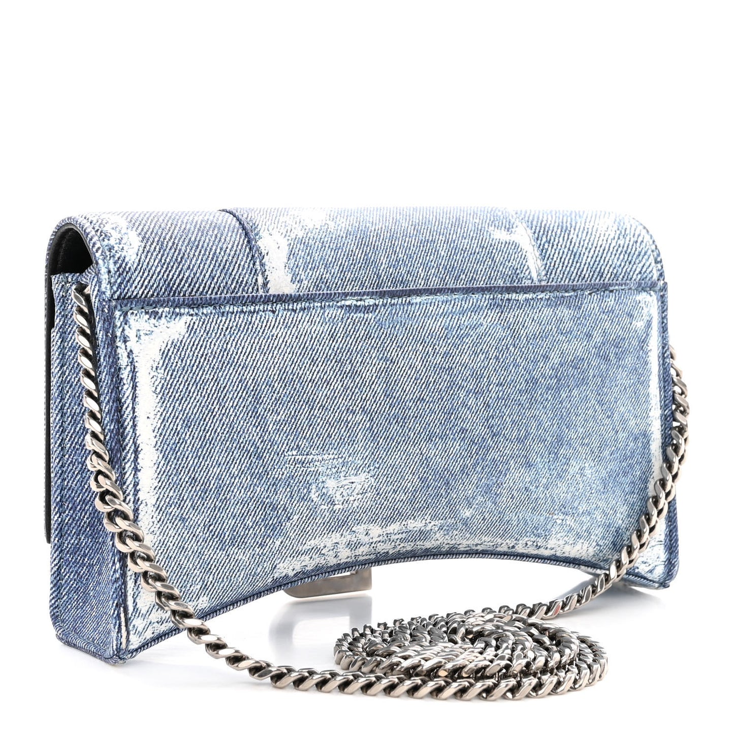 Nappa Denim Printed Hourglass Chain Bag Denim Blue