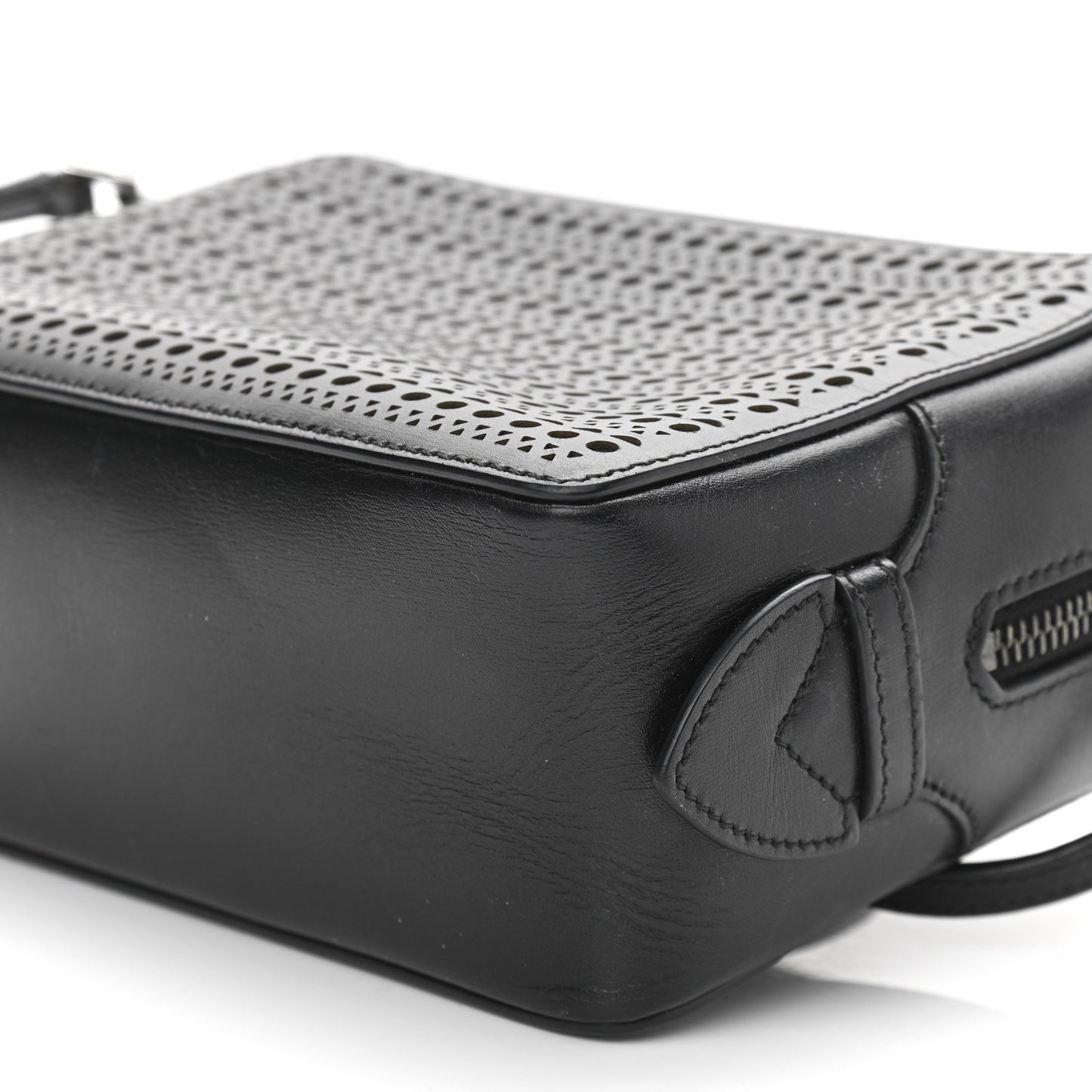 Calfskin Laser Cut Camera Bag Black