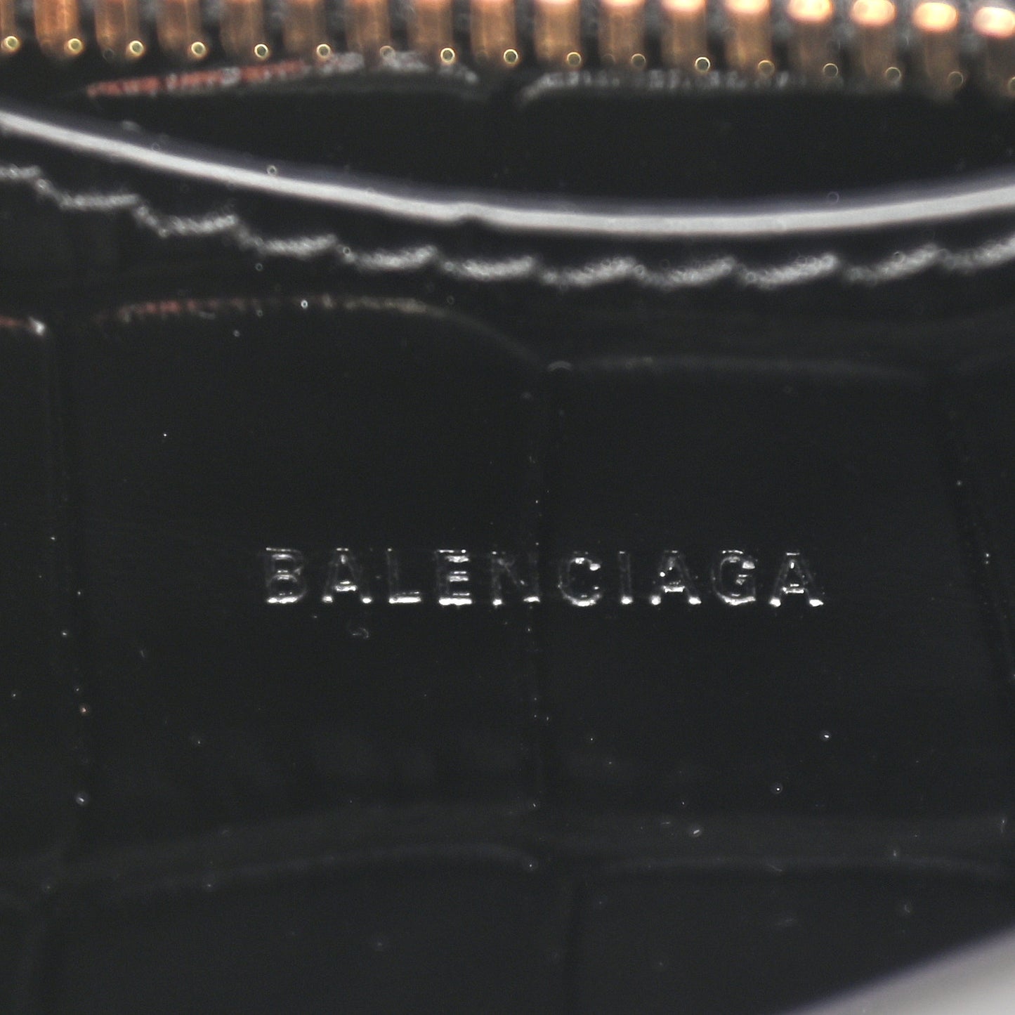 Shiny Supple Calfskin Crocodile Embossed Neo Classic Gold Hardware Nano City Crossbody Black