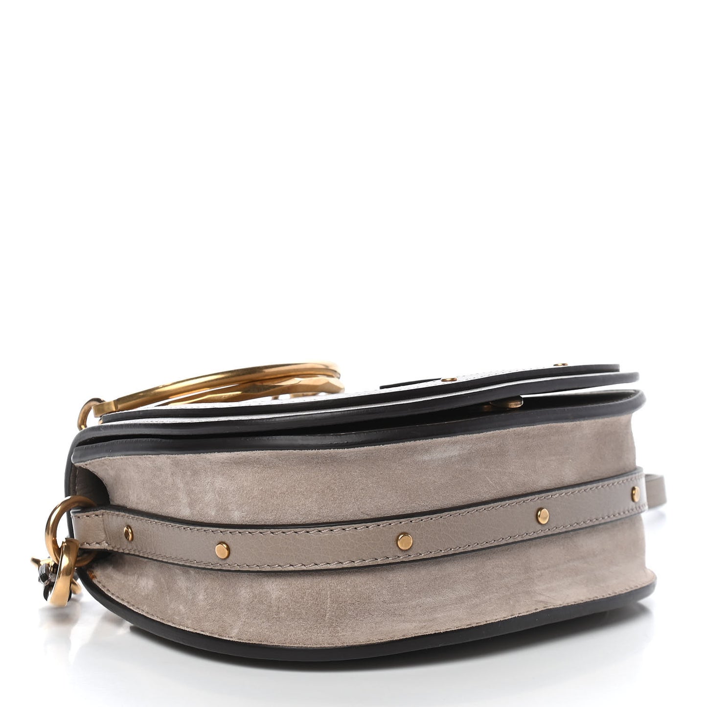 Calfskin Suede Small Nile Bracelet Bag Motty Grey