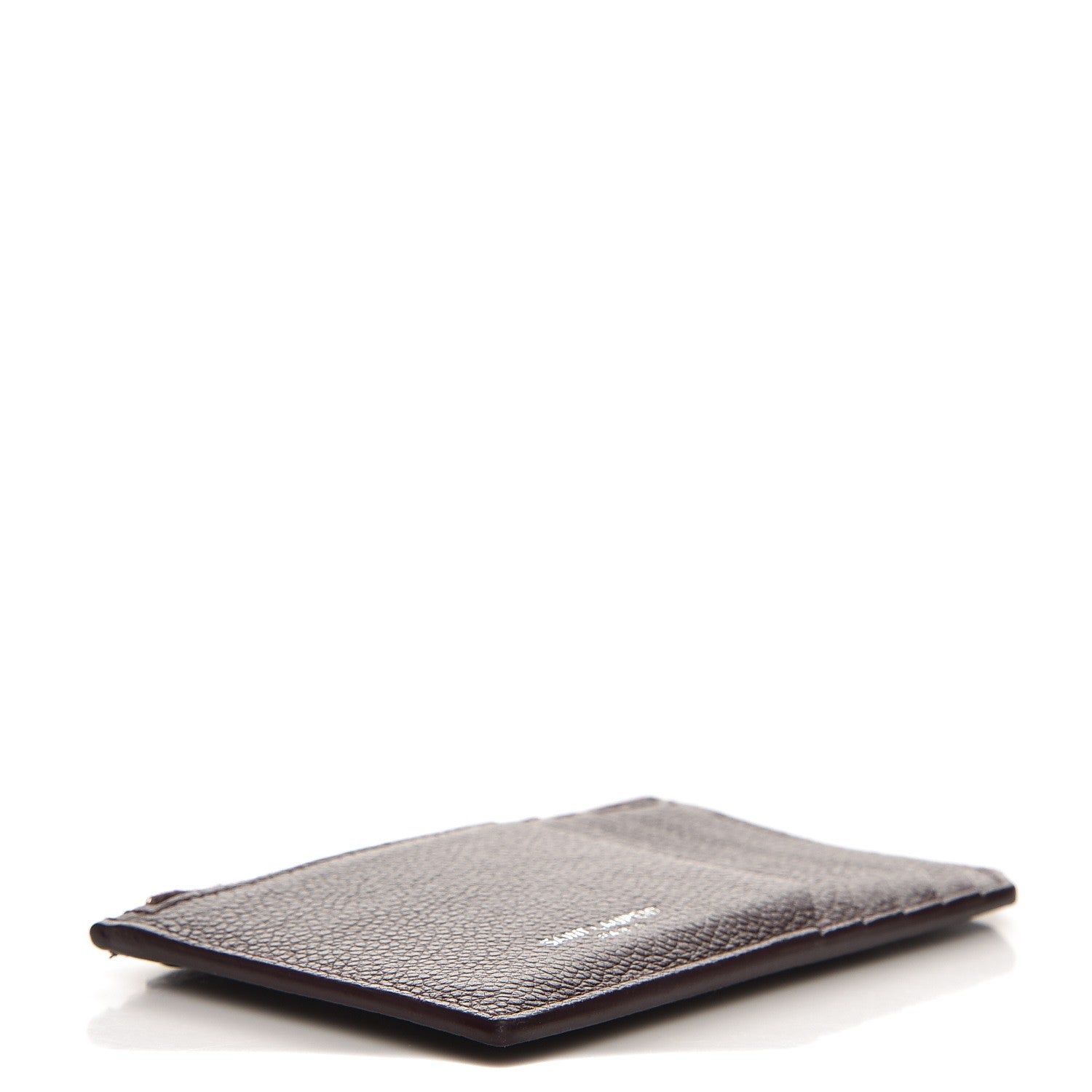 Saint Laurent Grained Calfskin 5 Fragments Zip Pouch Card Holder Bordeaux 4 of 9