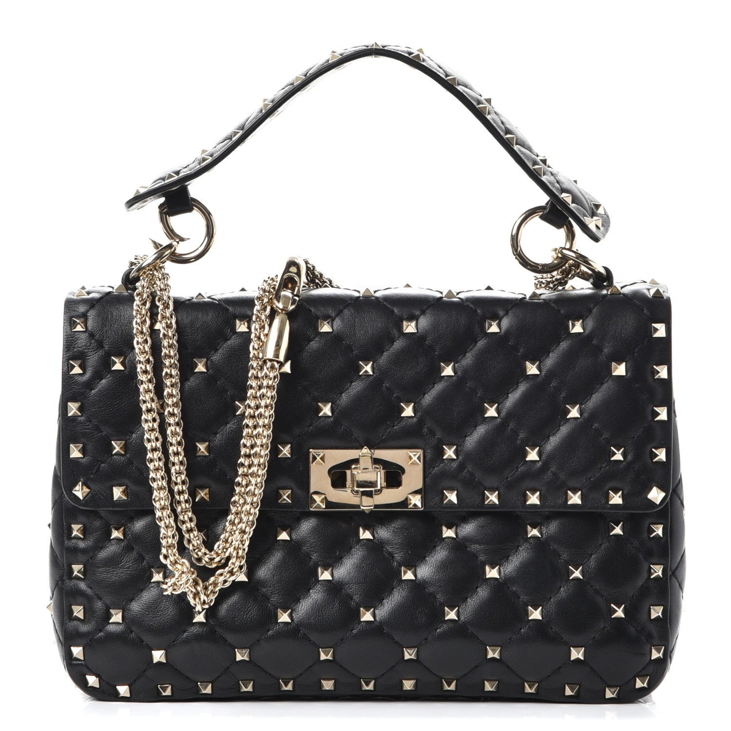 Valentino Garavani Lambskin Medium Rockstud Spike Shoulder Bag Black 1 of 9