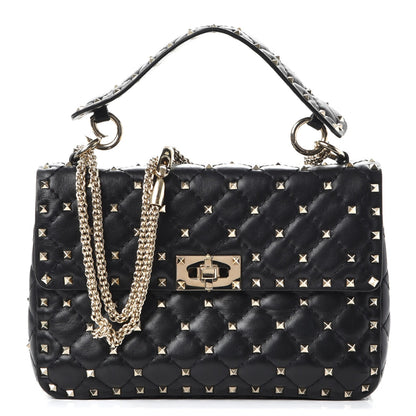 Valentino Garavani Lambskin Medium Rockstud Spike Shoulder Bag Black 1 of 9