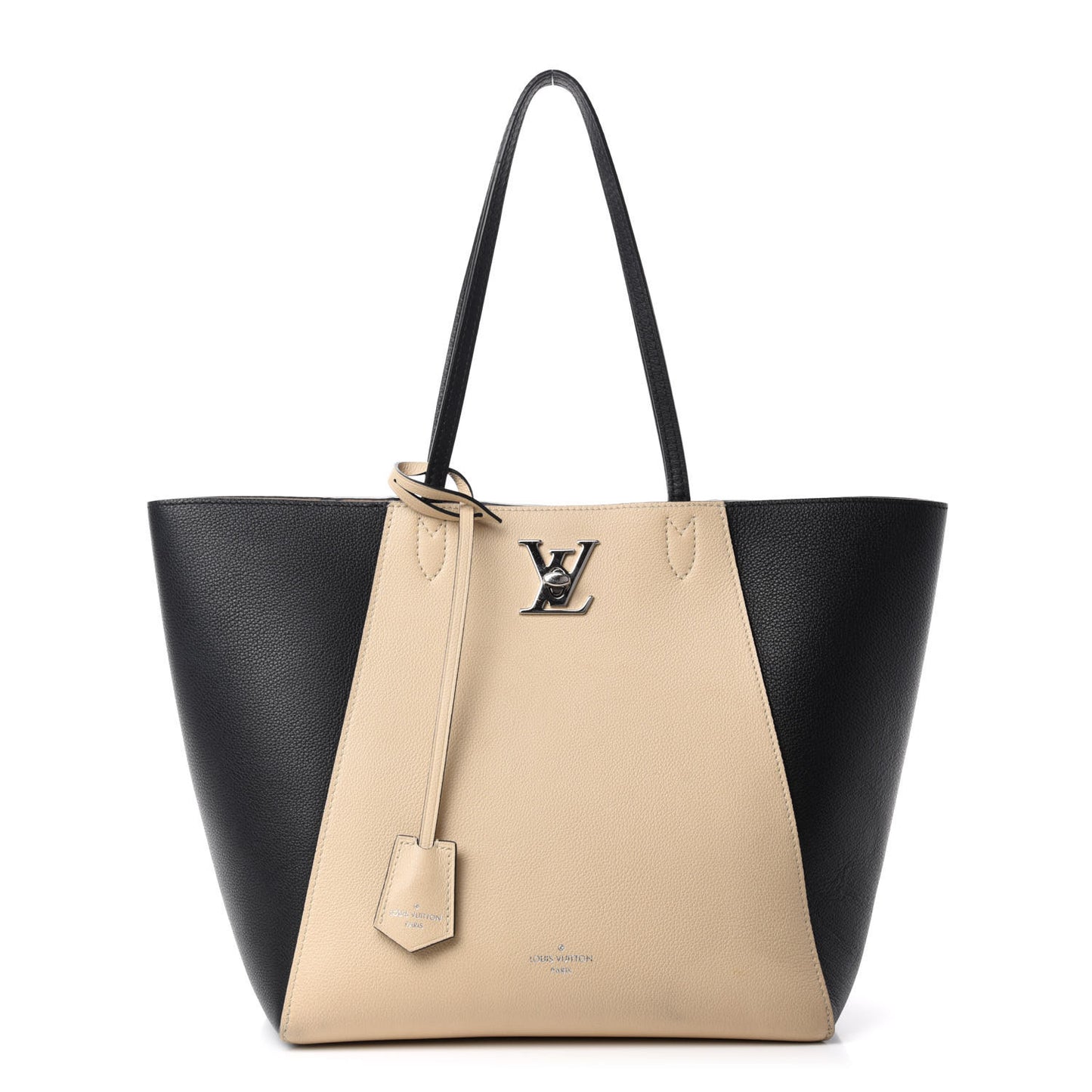 Calfskin Lockme Go Tote Black Vanilla