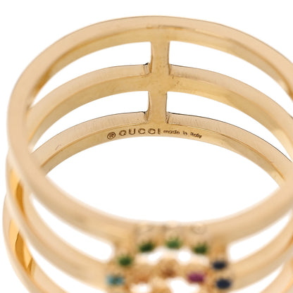 Gucci 18K Yellow Gold Multi Gemstone Running GG Ring 53 6.5 5 of 7