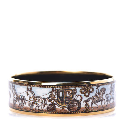 Hermes Enamel Printed Horse Carriage Wide Bracelet 65 1 of 5