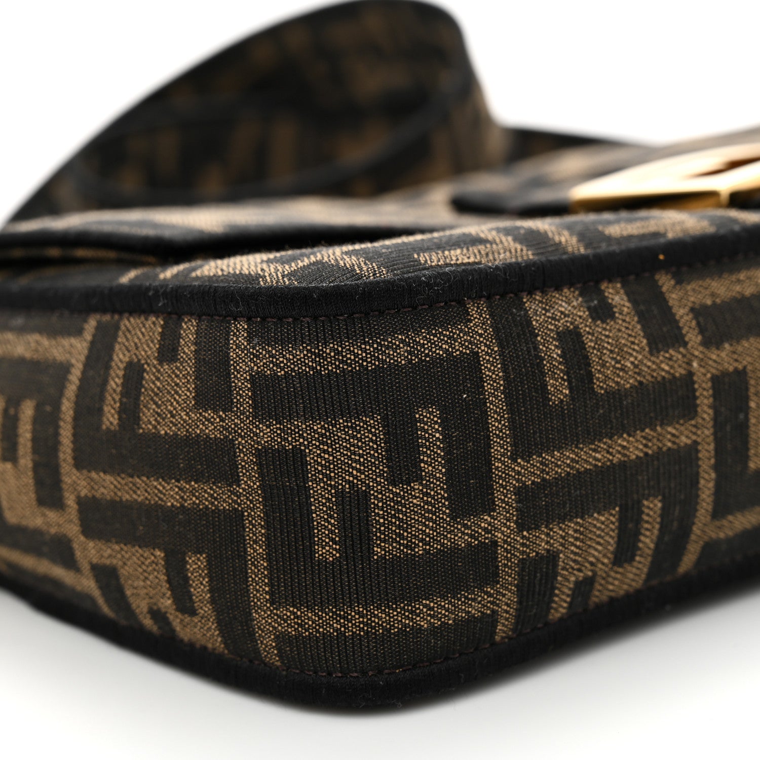 Fendi Fabric Jacquard FF 1974 Medium Baguette Tobacco Moro Black 8 of 12