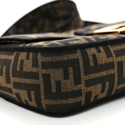 Fendi Fabric Jacquard FF 1974 Medium Baguette Tobacco Moro Black 8 of 12