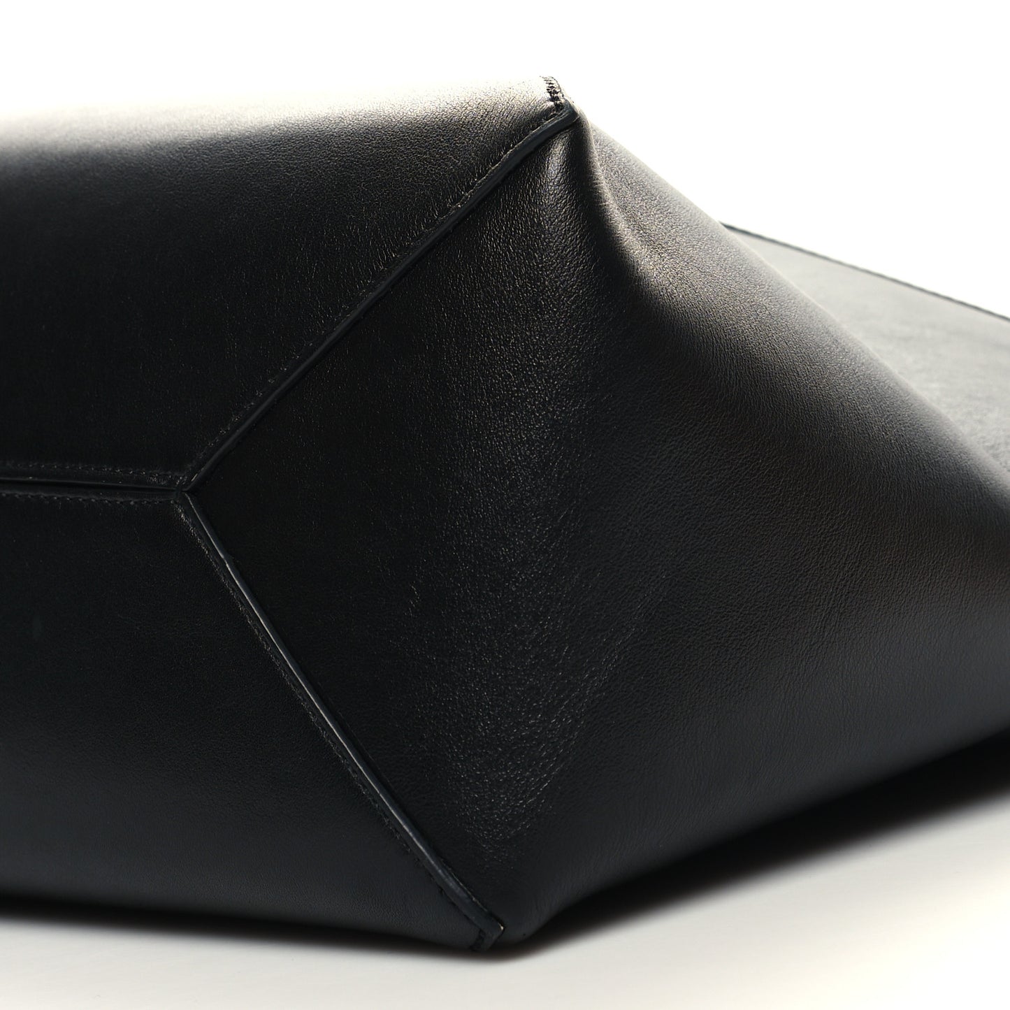 Shiny Calfskin Medium Puzzle Fold Tote Black