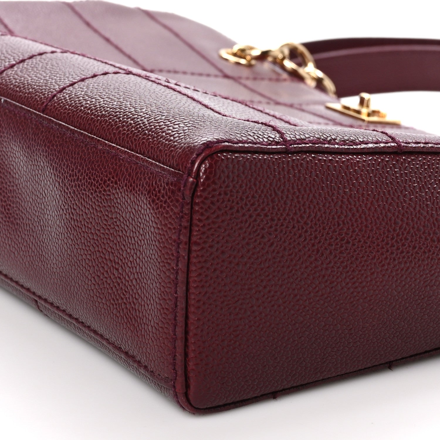 Chanel Caviar Stitched Chocolate Bar Shopping Tote Red 10 of 10