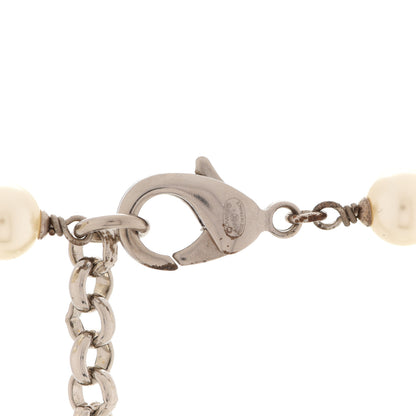 Chanel Crystal Pearl Beaded CC Long Necklace Grey 5 of 6