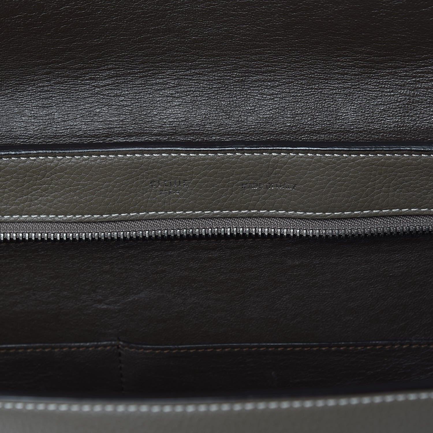 Celine Drummed Calfskin Suede Medium Trapeze Souris 7 of 19