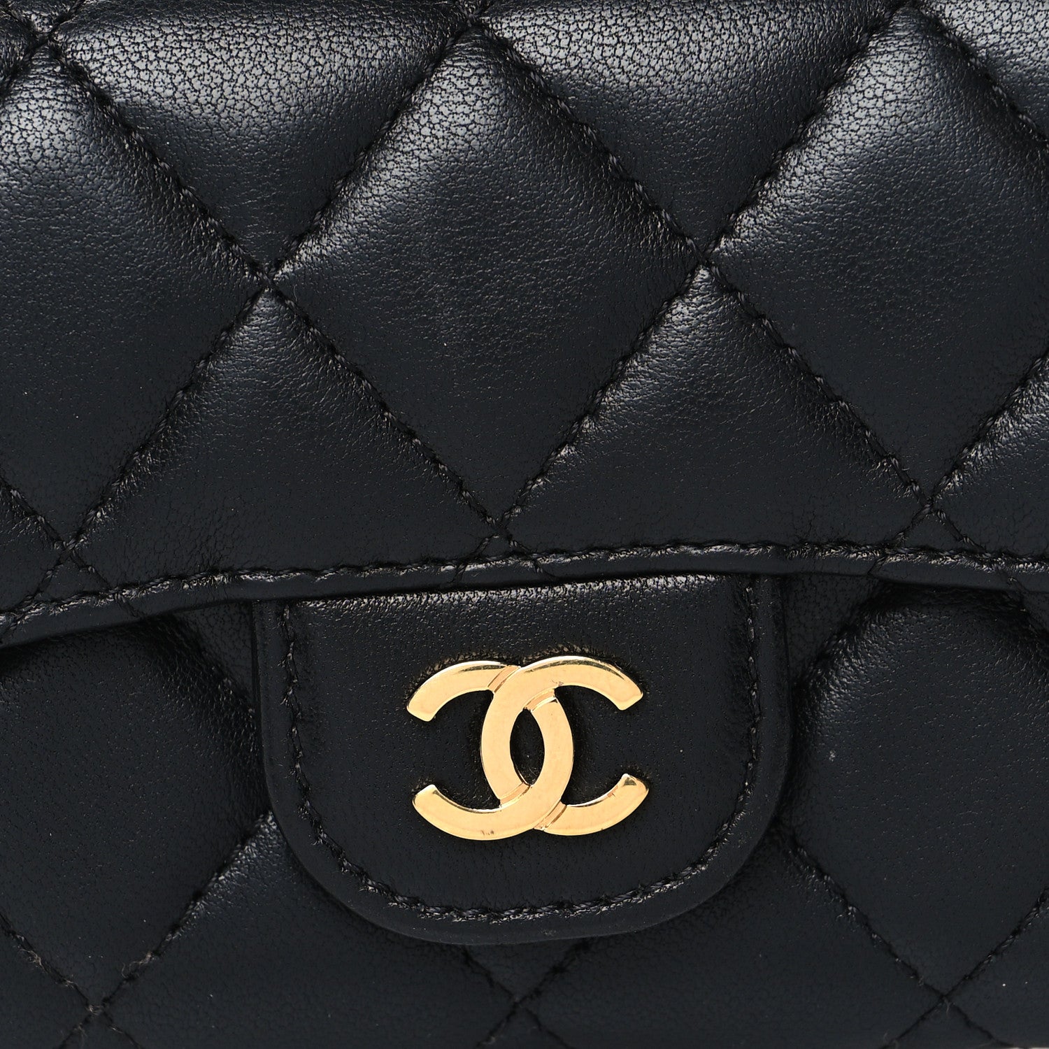 Chanel Lambskin Quilted Flap Card Holder Wallet Black 9 of 9