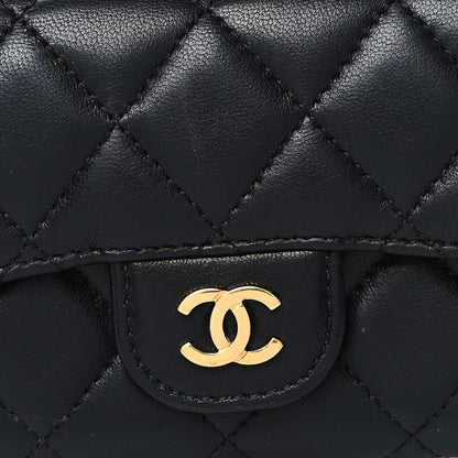Chanel Lambskin Quilted Flap Card Holder Wallet Black 9 of 9