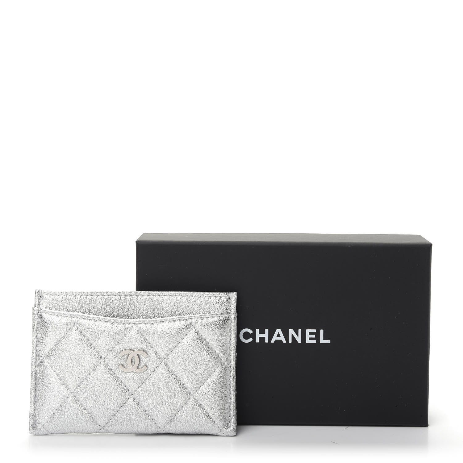 Chanel Metallic Lambskin Quilted Card Holder Silver 8 of 8